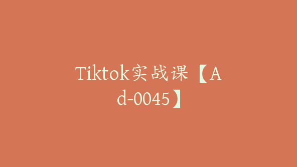 Tiktok实战课【Ad-0045】